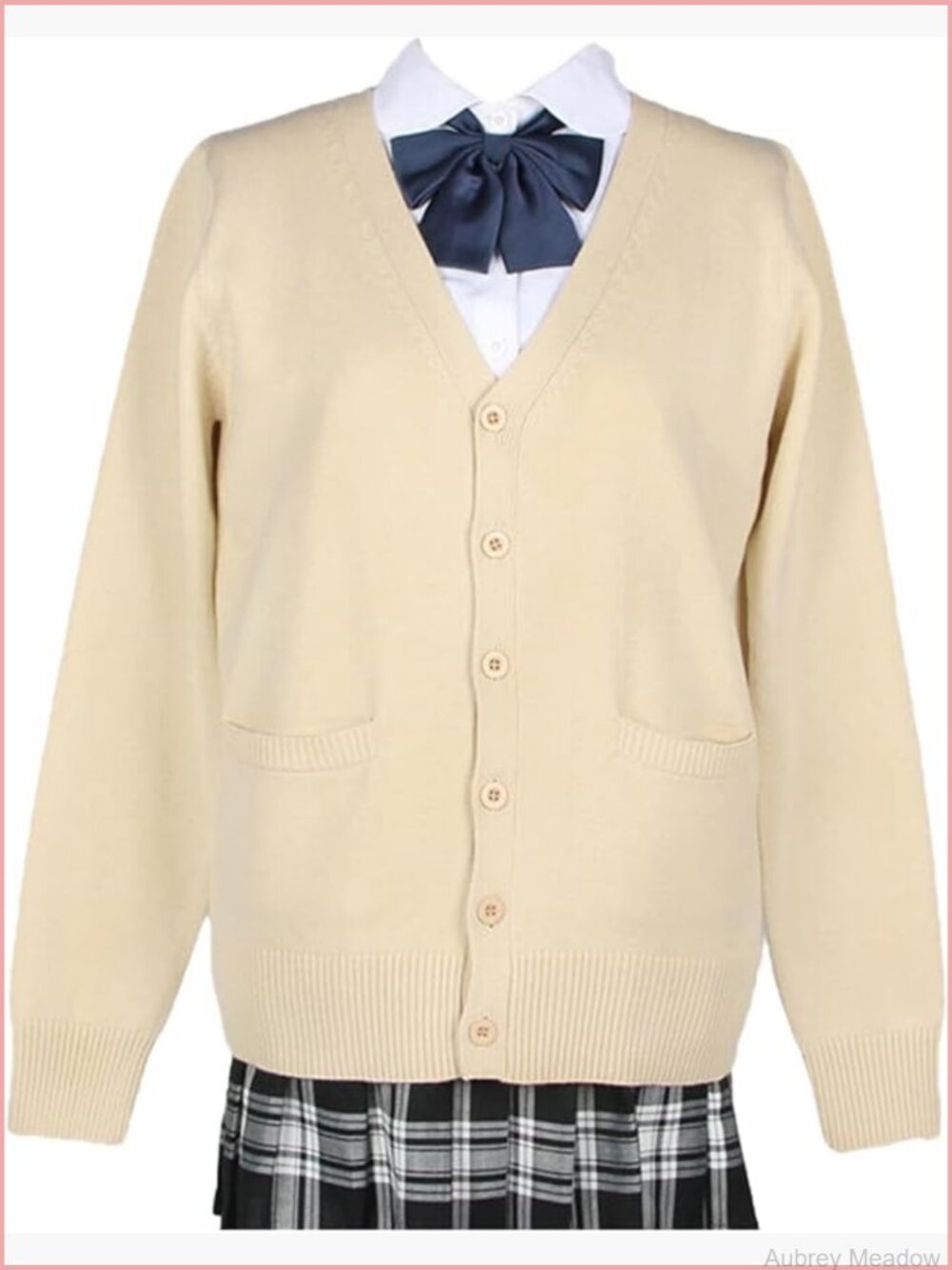 Women's V-Neck Cardigan with Pockets - School Uniform Sweater